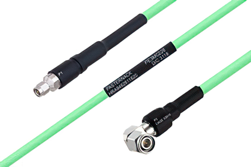 Temperature Conditioned SMA Male to TNC Male Right Angle Low Loss Cable 12 Inch Length Using PE-P300LL Coax