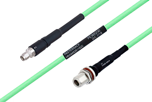 Temperature Conditioned SMA Male to N Female Bulkhead Low Loss Cable 12 Inch Length Using PE-P300LL Coax