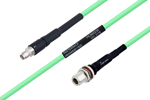 Temperature Conditioned SMA Male to N Female Bulkhead Low Loss Cable 48 Inch Length Using PE-P300LL Coax