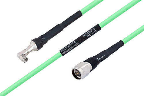 Temperature Conditioned SMA Male Right Angle to N Male Low Loss Cable 200 cm Length Using PE-P300LL Coax
