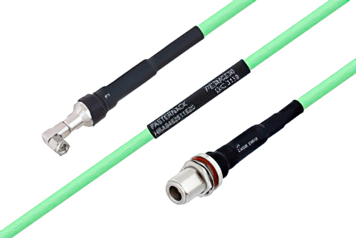 Temperature Conditioned SMA Male Right Angle to N Female Bulkhead Low Loss Cable 12 Inch Length Using PE-P300LL Coax