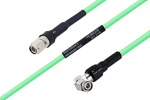Temperature Conditioned TNC Male to TNC Male Right Angle Low Loss Cable 100 cm Length Using PE-P300LL Coax