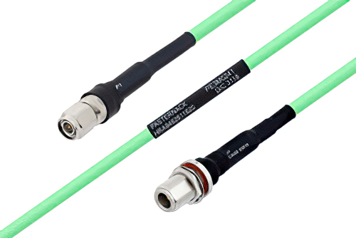 Temperature Conditioned TNC Male to N Female Bulkhead Low Loss Cable 12 Inch Length Using PE-P300LL Coax
