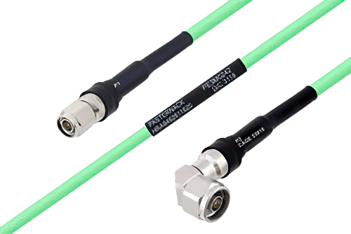 Temperature Conditioned TNC Male to N Male Right Angle Low Loss Cable 12 Inch Length Using PE-P300LL Coax