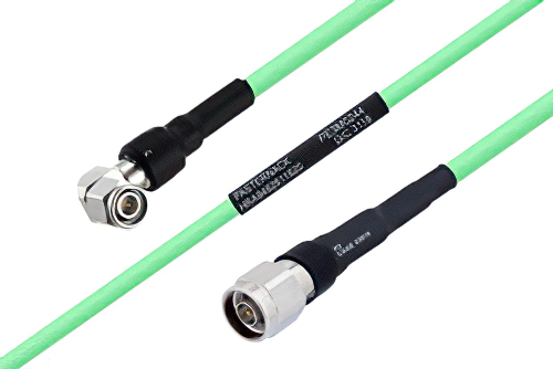 Temperature Conditioned TNC Male Right Angle to N Male Low Loss Cable 24 Inch Length Using PE-P300LL Coax