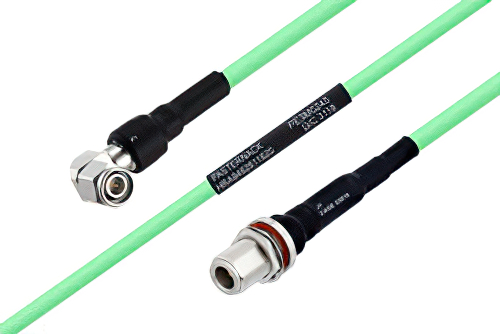 Temperature Conditioned TNC Male Right Angle to N Female Bulkhead Low Loss Cable 12 Inch Length Using PE-P300LL Coax