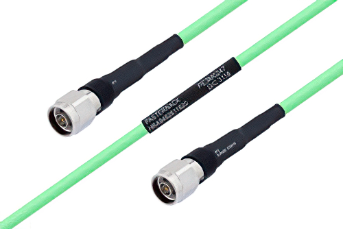 Temperature Conditioned N Male to N Male Low Loss Cable 12 Inch Length Using PE-P300LL Coax