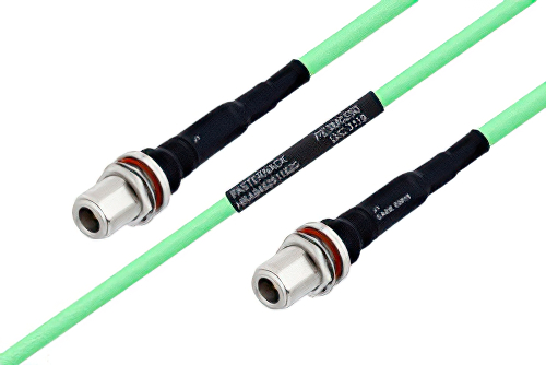 Temperature Conditioned N Female Bulkhead to N Female Bulkhead Low Loss Cable 36 Inch Length Using PE-P300LL Coax