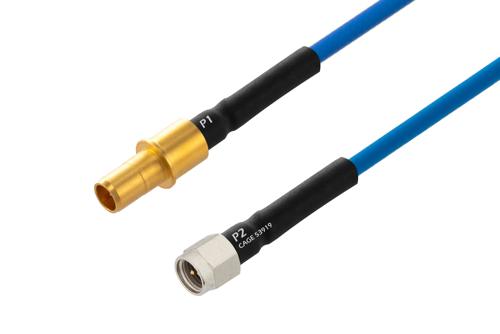 BMA Size 8 D38999 Contact Pin to SMA Male Cable Using PE-P141 Coax with HeatShrink, LF Solder