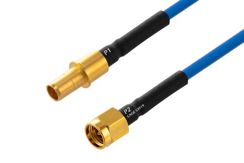 BMA Size 8 D38999 Contact Pin to SMA Male Cable Using PE-P086 Coax with HeatShrink, LF Solder