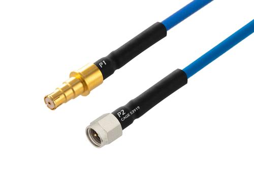 BMB Size 8 D38999 Contact Pin to SMA Male Cable Using PE-P141 Coax with HeatShrink, LF Solder