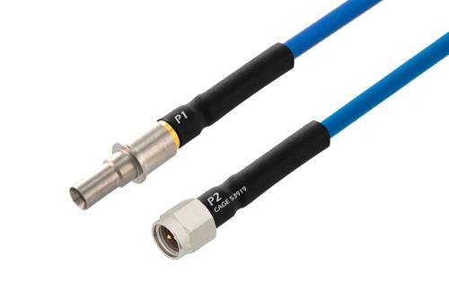BMZ Size 8 D38999 Contact Pin to SMA Male Cable Using PE-P141 Coax with HeatShrink, LF Solder