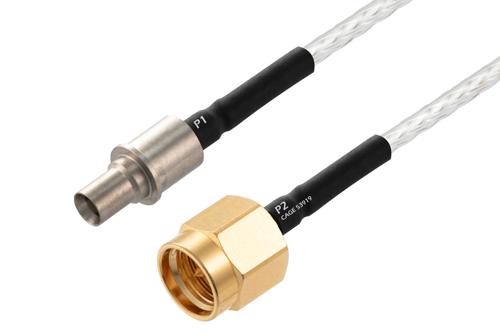 BMZ Size 8 D38999 Contact Pin to SMA Male Cable Using PE-SR405FL Coax with HeatShrink, LF Solder