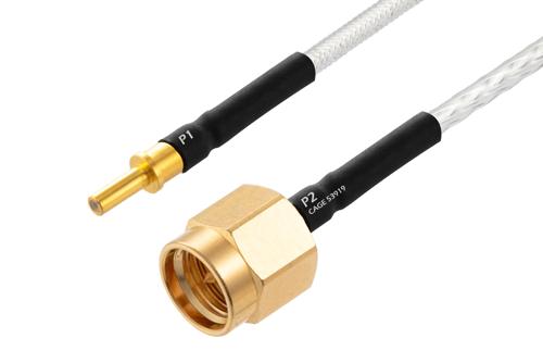 MIL Size 12 D38999 Contact Pin to SMA Male Cable Using PE-SR405FL Coax with HeatShrink, LF Solder