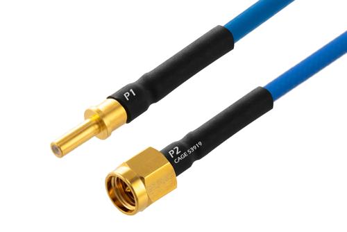 MIL Size 12 D38999 Contact Pin to SMA Male Cable Using PE-P086 Coax with HeatShrink, LF Solder