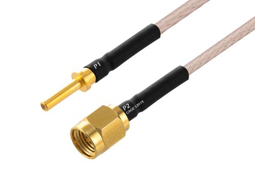 MIL Size 12 D38999 Contact Pin to SMA Male Cable Using M17/113-RG316 Coax with HeatShrink, LF Solder