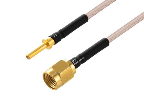 MIL Size 16 D38999 Contact Pin to SMA Male Cable Using M17/113-RG316 Coax with HeatShrink, LF Solder
