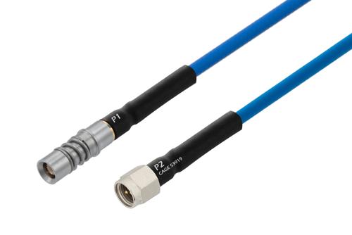 BMZ Size 8 D38999 Contact Socket to SMA Male Cable Using PE-P141 Coax with HeatShrink, LF Solder