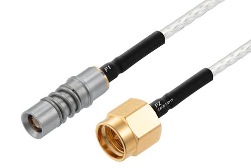 BMZ Size 8 D38999 Contact Socket to SMA Male Cable Using PE-SR405FL Coax with HeatShrink, LF Solder