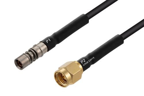 BMZ Size 8 D38999 Contact Socket to SMA Male Cable Using M17/119-RG174-0XDS2 Coax with HeatShrink, LF Solder