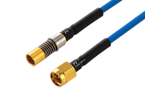 BMZ Size 8 D38999 Contact Socket to SMA Male Cable Using PE-P086 Coax with HeatShrink, LF Solder