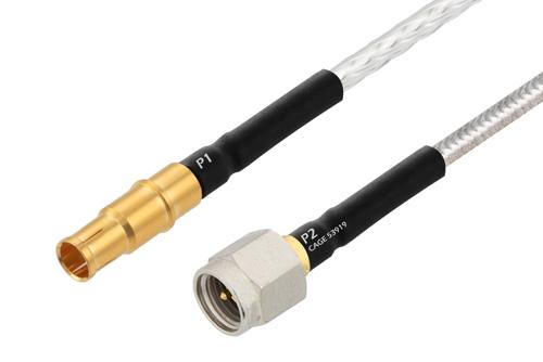 MIL Size 8 D38999 Contact Socket to SMA Male Cable Using PE-141FL-NM Coax with HeatShrink, LF Solder