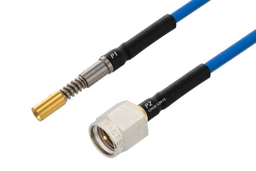 SMPS Size 16 D38999 Contact Socket to SMA Male Cable Using PE-P047 Coax with HeatShrink, LF Solder