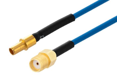 BMA Size 8 D38999 Contact Pin to SMA Female Cable Using PE-P086 Coax with HeatShrink, LF Solder