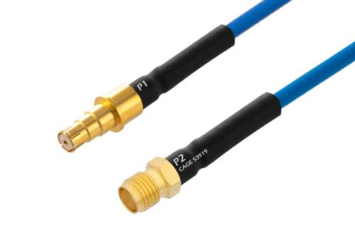 BMB Size 8 D38999 Contact Pin to SMA Female Cable Using PE-P141 Coax with HeatShrink, LF Solder