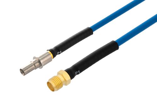 BMZ Size 8 D38999 Contact Pin to SMA Female Cable Using PE-P141 Coax with HeatShrink, LF Solder