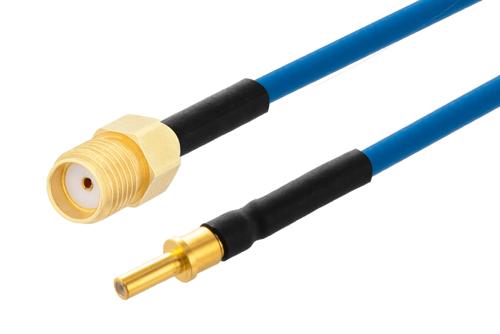 MIL Size 12 D38999 Contact Pin to SMA Female Cable Using PE-P086 Coax with HeatShrink, LF Solder