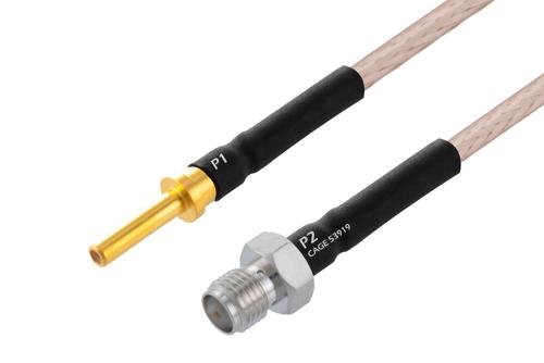 MIL Size 16 D38999 Contact Pin to SMA Female Cable Using M17/113-RG316 Coax with HeatShrink, LF Solder