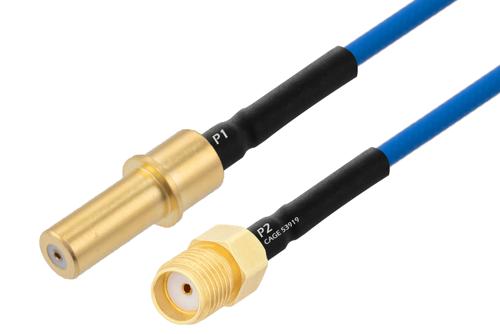 MIL Size 8 D38999 Contact Pin to SMA Female Cable Using PE-P086 Coax with HeatShrink, LF Solder