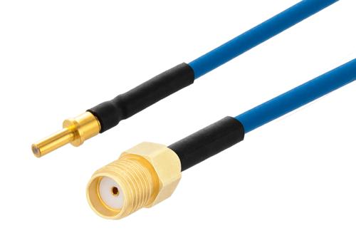 SMPM Size 12 D38999 Contact Pin to SMA Female Cable Using PE-P086 Coax with HeatShrink, LF Solder