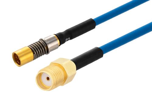 BMA Size 8 D38999 Contact Socket to SMA Female Cable Using PE-P086 Coax with HeatShrink, LF Solder