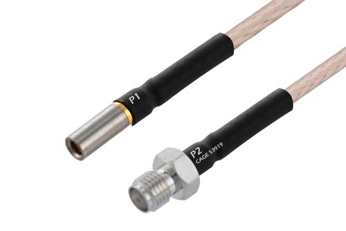 MIL Size 16 D38999 Contact Socket to SMA Female Cable, D38999 Series II, Using M17/113-RG316 Coax with HeatShrink, LF Solder