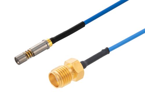 SMPM Size 12 D38999 Contact Socket to SMA Female Cable Using PE-P047 Coax with HeatShrink, LF Solder