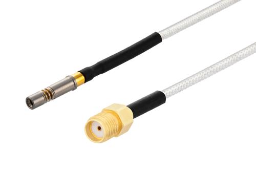 SMPM Size 12 D38999 Contact Socket to SMA Female Cable Using PE-SR405FL Coax with HeatShrink, LF Solder