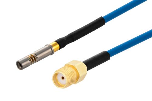 SMPM Size 12 D38999 Contact Socket to SMA Female Cable Using PE-P086 Coax with HeatShrink, LF Solder