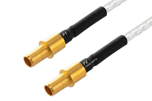 BMA Size 8 D38999 Contact Pin to BMA Size 8 D38999 Contact Pin Cable Using PE-SR405FL Coax with HeatShrink, LF Solder