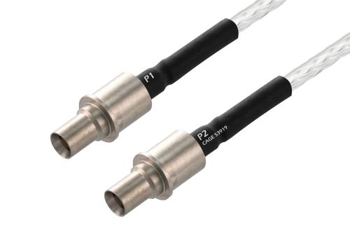BMZ Size 8 D38999 Contact Pin to BMZ Size 8 D38999 Contact Pin (40 GHz) Cable Using PE-SR405FL Coax with HeatShrink, LF Solder