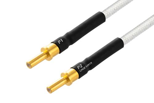 MIL Size 12 D38999 Contact Pin to MIL Size 12 D38999 Contact Pin Cable Using PE-SR405FL Coax with HeatShrink, LF Solder