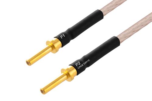 MIL Size 12 D38999 Contact Pin to MIL Size 12 D38999 Contact Pin Cable Using M17/113-RG316 Coax with HeatShrink, LF Solder