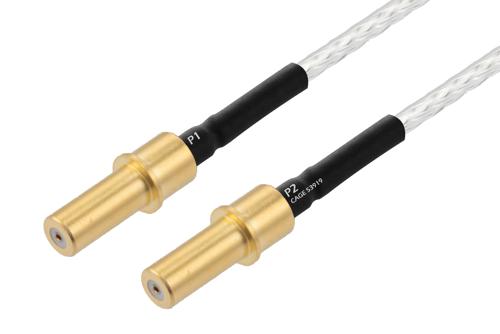 MIL Size 8 D38999 Contact Pin to MIL Size 8 D38999 Contact Pin Cable Using PE-SR405FL Coax with HeatShrink, LF Solder