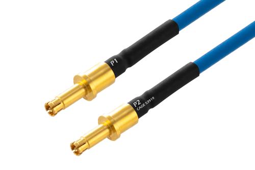 SMPM Size 12 D38999 Contact Pin to SMPM Size 12 D38999 Contact Pin Cable Using PE-P086 Coax with HeatShrink, LF Solder