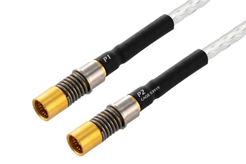 BMA Size 8 D38999 Contact Socket to BMA Size 8 D38999 Contact Socket Cable Using PE-141FL-NM Coax with HeatShrink, LF Solder