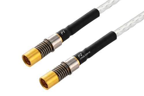 BMB Size 8 D38999 Contact Socket to BMB Size 8 D38999 Contact Socket Cable Using PE-141FL-NM Coax with HeatShrink, LF Solder