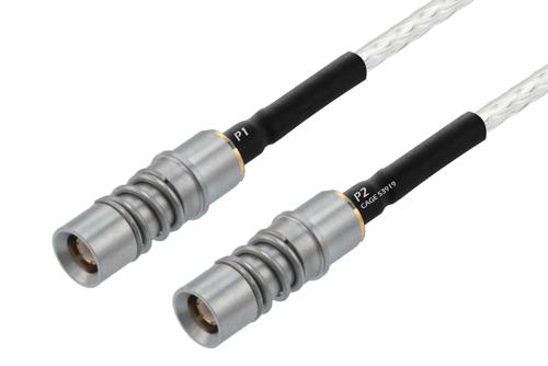 BMZ Size 8 D38999 Contact Socket to BMZ Size 8 D38999 Contact Socket Cable Using PE-SR405FL Coax with HeatShrink, LF Solder