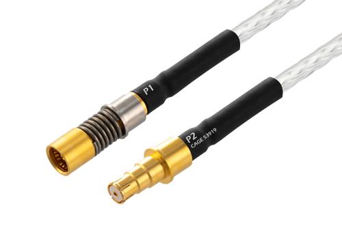 BMB Size 8 D38999 Contact Pin to BMB Size 8 D38999 Contact Socket Cable Using PE-141FL-NM Coax with Heat Shrink, LF Solder