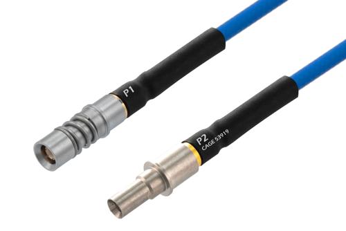 BMZ Size 8 D38999 Contact Pin to BMZ Size 8 D38999 Contact Socket Cable Using PE-P141 Coax with Heat Shrink, LF Solder
